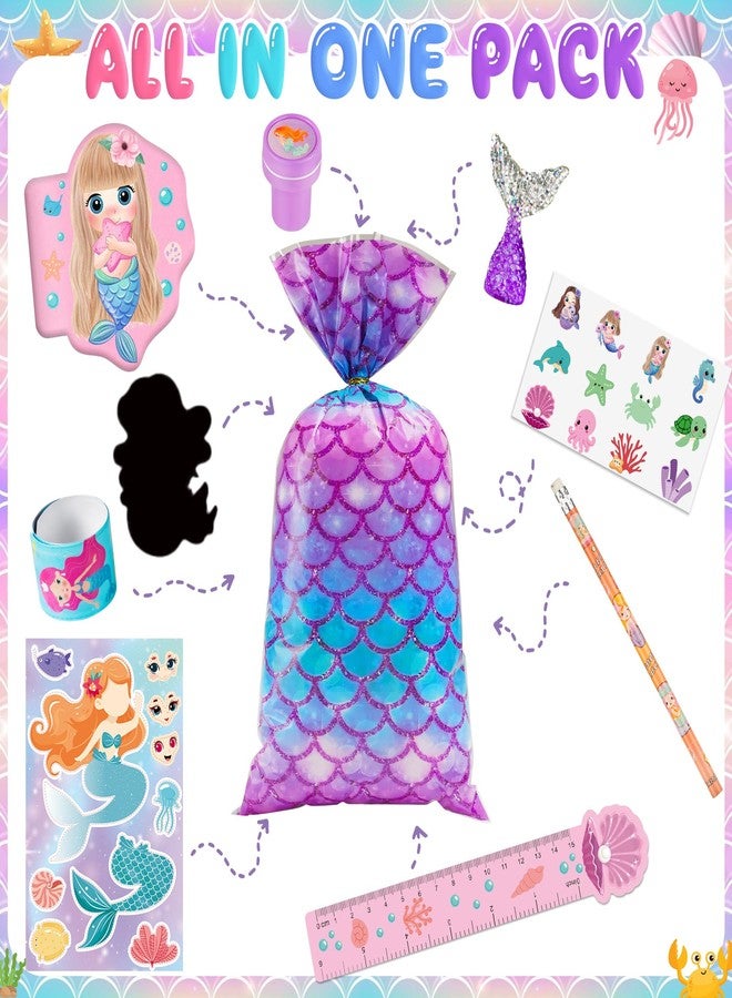 CHEPULA 120Pcs Mermaid Party Favors - Stickers, Pencils, Notebooks, Stampers, School Stationery Bulk for Mermaid Birthday Decorations, Candy Goodie Bags, Classroom Rewards, Pinata Supplies (12Set) - Image 3